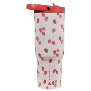 HydroJug Pink Strawberry Pattern Sport with Handle 40oz